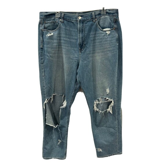 American Eagle Jeans Womens Size 18 Mom Jean Distressed Ripped High Rise Waist - Picture 1 of 16